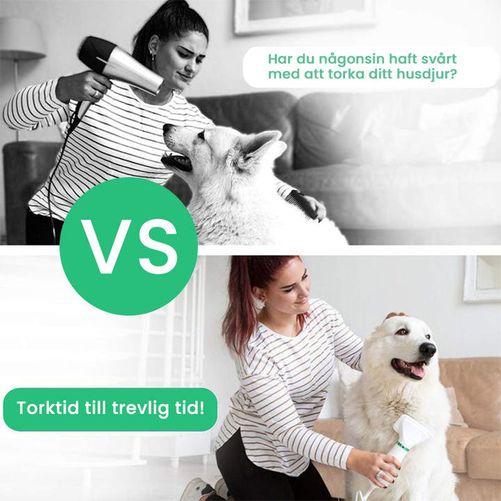 "Husdjur Stilig Torkborste 2-i-1, ergonomisk, kompakt, svart/röd, med justerbar temperatur och säkerhetsskydd"