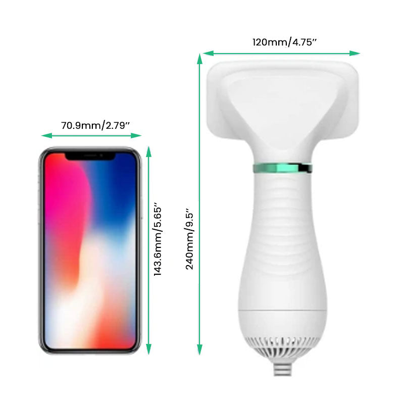 "Husdjur Stilig Torkborste 2-i-1, ergonomisk, kompakt, svart/röd, med justerbar temperatur och säkerhetsskydd"