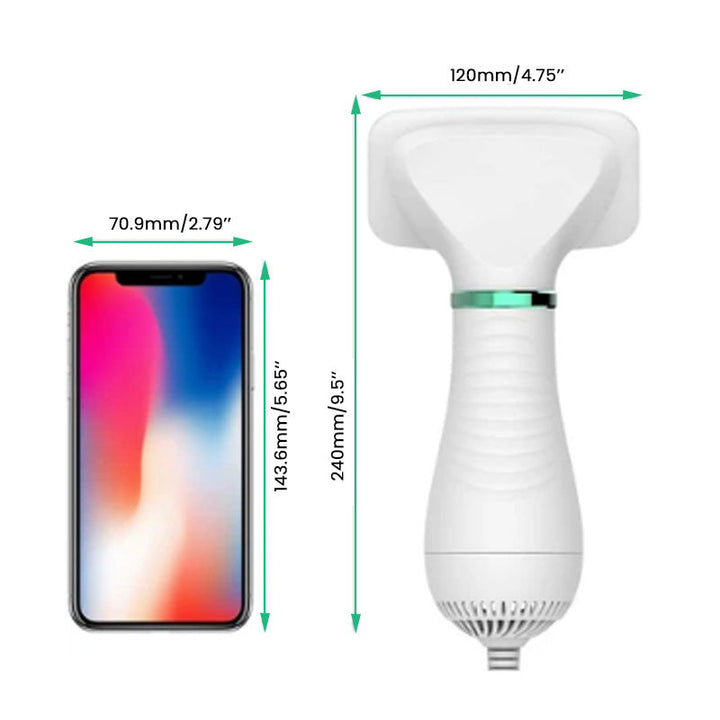 "Husdjur Stilig Torkborste 2-i-1, ergonomisk, kompakt, svart/röd, med justerbar temperatur och säkerhetsskydd"
