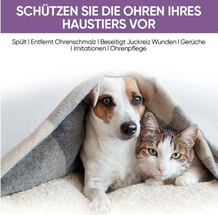 Mild öronrengöring för hund & katt. För daglig husdjursvård & god djurhälsa. Skonsam.