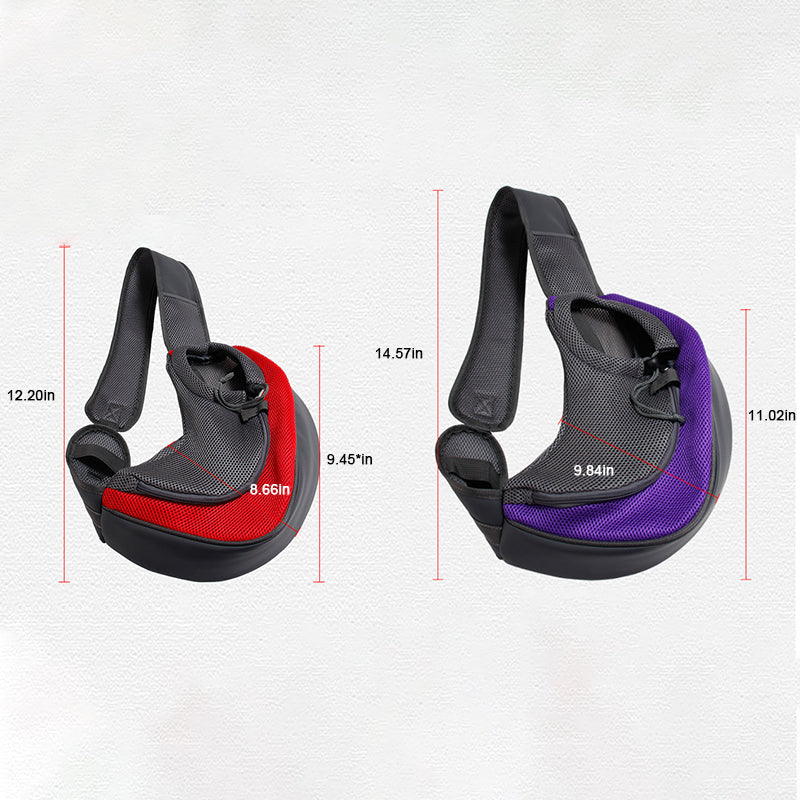 "Husdjursutflykt axelväska i polyester för smådjur, hands-free design, finns i ljusblå, röd, gul och fler färger."