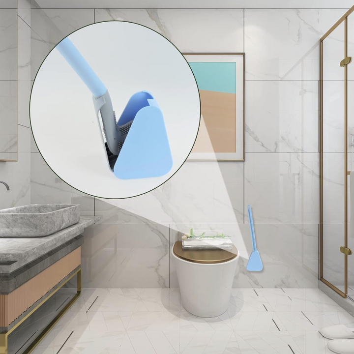 Komplett set: Hygienisk silikon toalettborste med elegant vägghållare för badrummet.