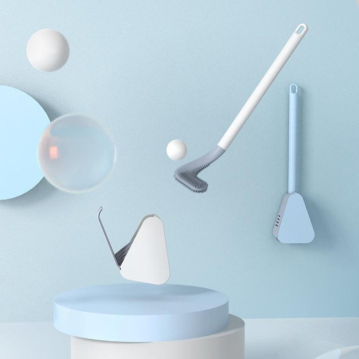 Silikon WC-borste med elegant vägghållare för hygienisk förvaring och djuprengöring av toaletten.