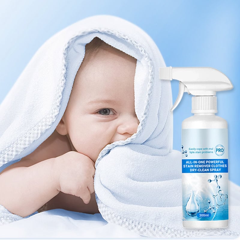 "Icke-joniskt emulgeringsspray, halvtransparent flaska, effektiv fläckborttagning, säkert för olika tyg."