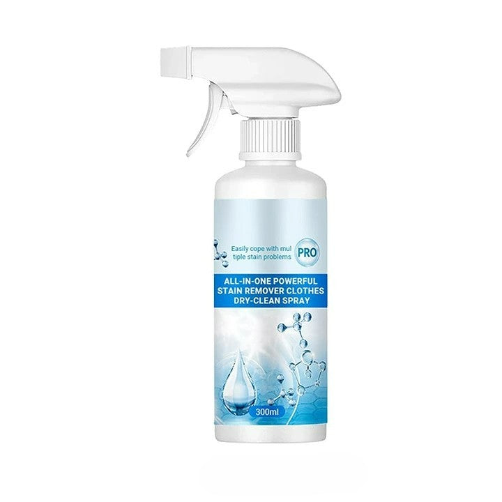 "Icke-joniskt emulgeringsspray, halvtransparent flaska, effektiv fläckborttagning, säkert för olika tyg."