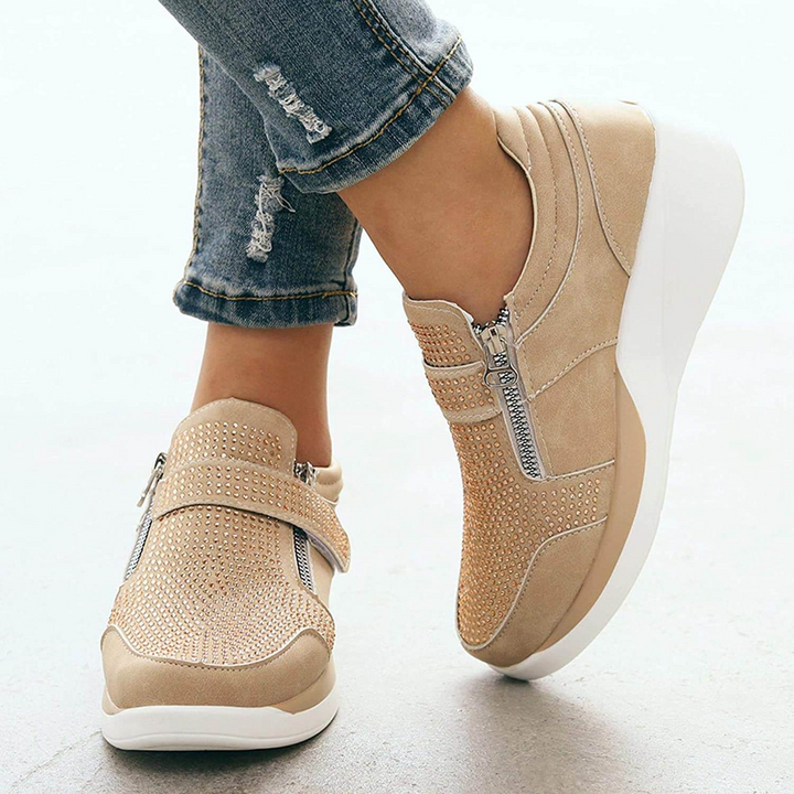 Kvinnor Dragkedja Platform Sneakers Bekväma Skor