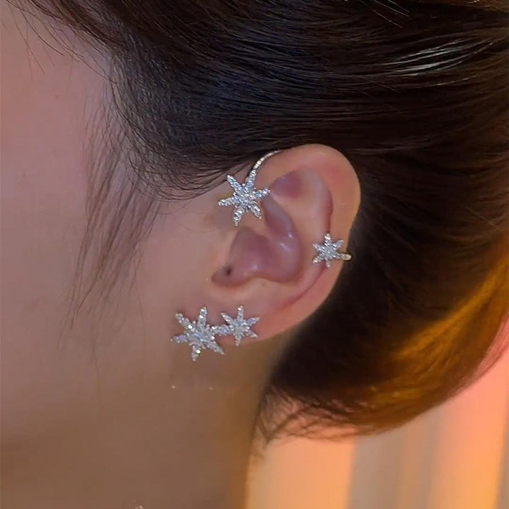 Silver Snöflinga Örhängen utan Piercing för Damer