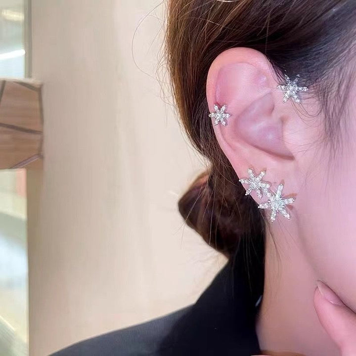 Silver Snöflinga Örhängen utan Piercing för Damer