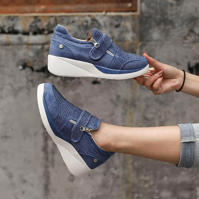Kvinnor Dragkedja Platform Sneakers Bekväma Skor