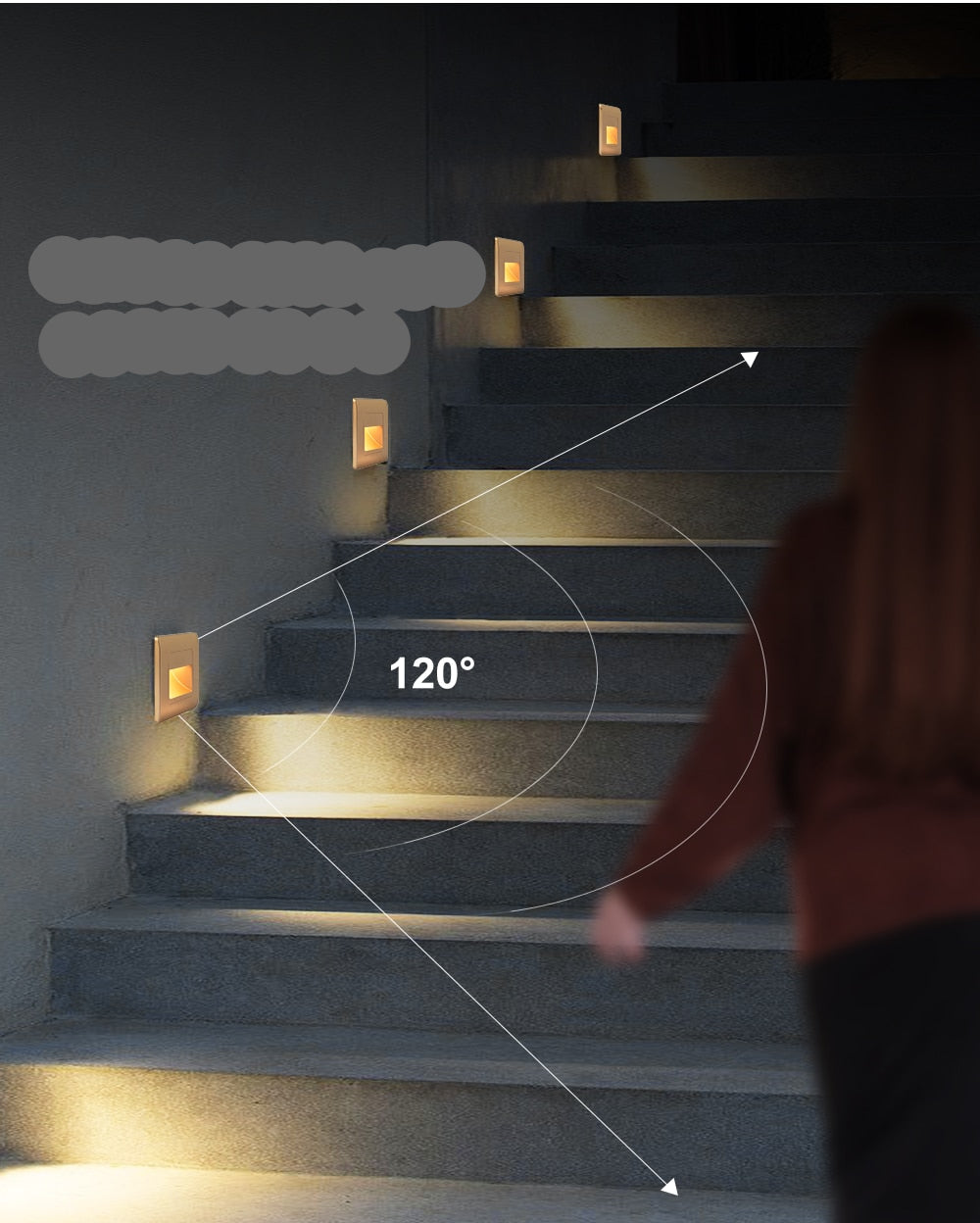 Robust LED trappbelysning i akryl, infälld med PIR sensor & valbar färgtemperatur. Hållbar design.