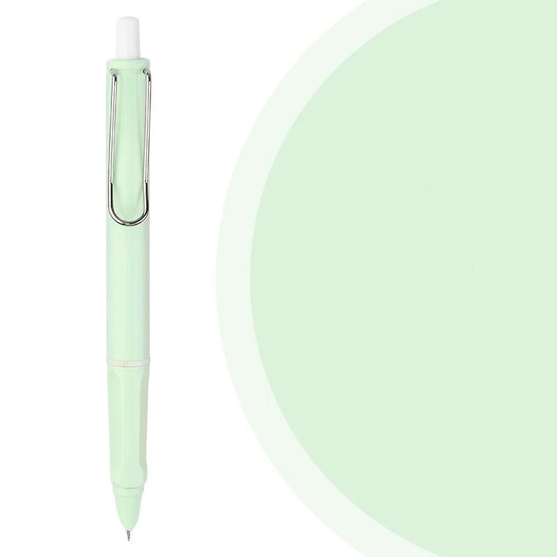 Indragbar skrivarpenna med halkfritt grepp, smidd design, utbytbart bläck, flera färger. Perfekt för smidig skrivning.