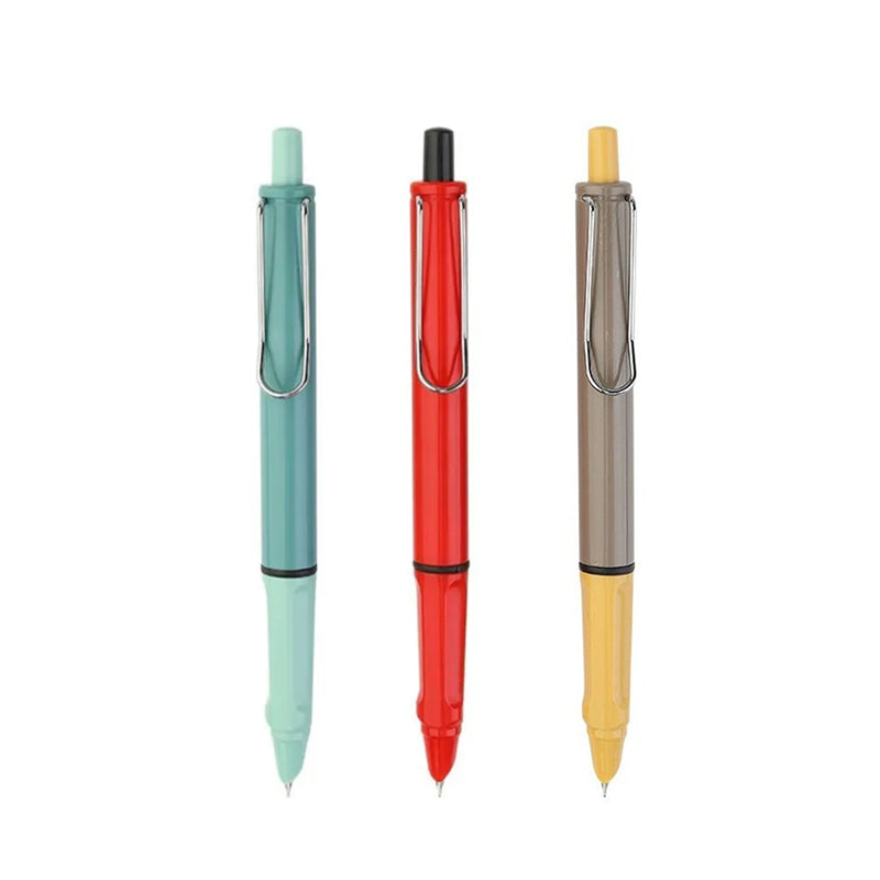Indragbar skrivarpenna med halkfritt grepp, smidd design, utbytbart bläck, flera färger. Perfekt för smidig skrivning.