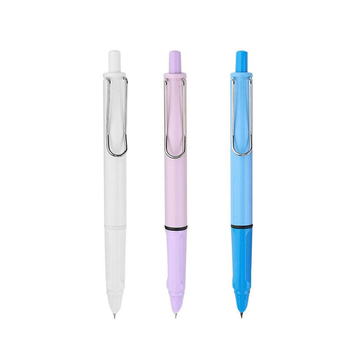 Indragbar skrivarpenna med halkfritt grepp, smidd design, utbytbart bläck, flera färger. Perfekt för smidig skrivning.