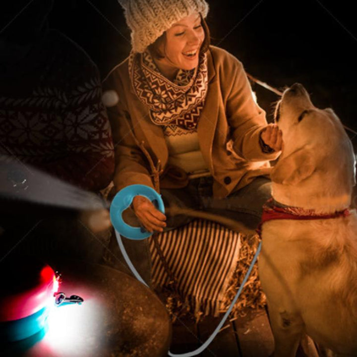 Infällbart dragrep med LED-ljus för husdjur, ergonomiskt handtag, starkt rep, perfekt för säkra promenader dag och natt.