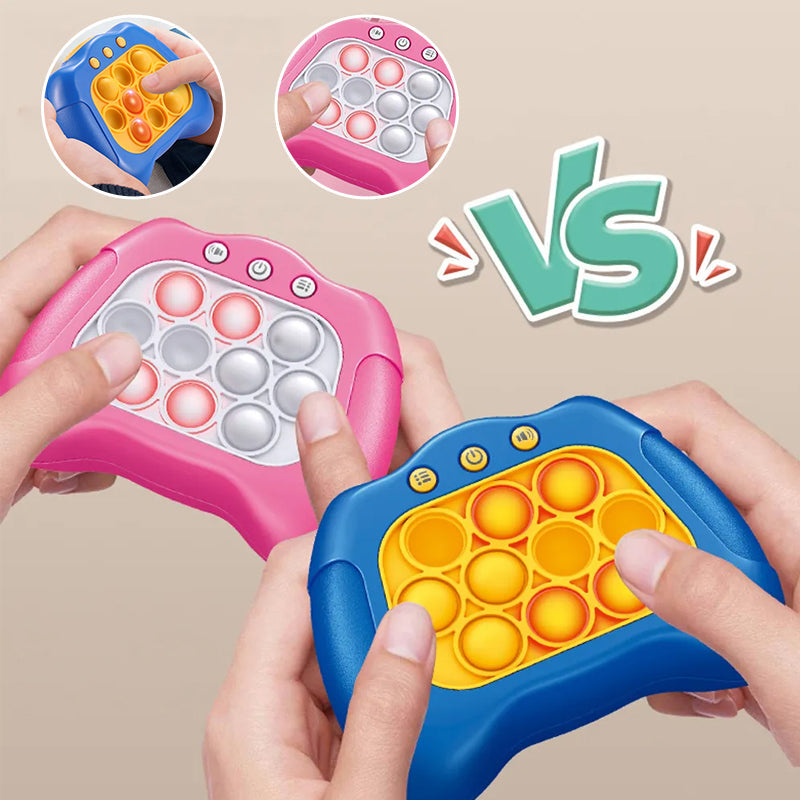 "Innovativ dekompressionsspelmaskin i blått och rosrött för barn och vuxna, bärbar och med banbrytande teknik."