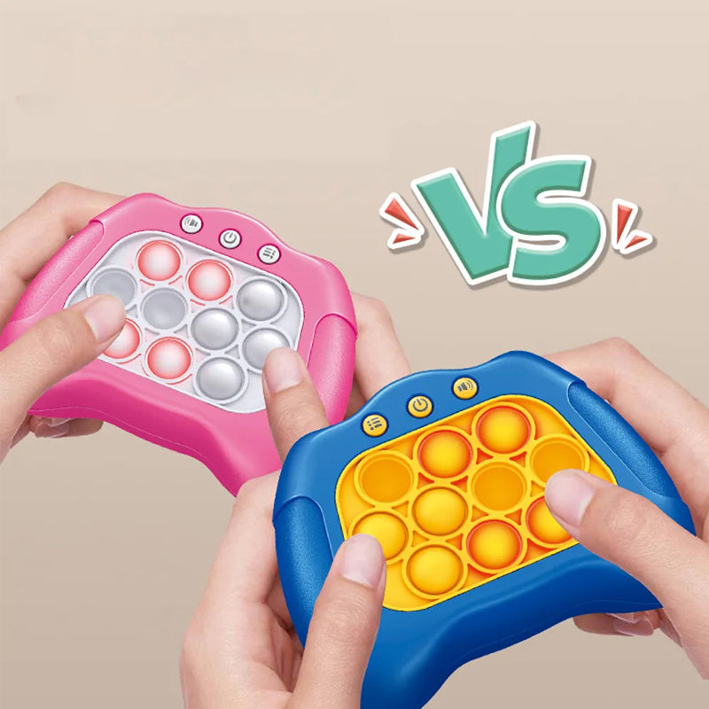 "Innovativ dekompressionsspelmaskin i blått och rosrött för barn och vuxna, bärbar och med banbrytande teknik."