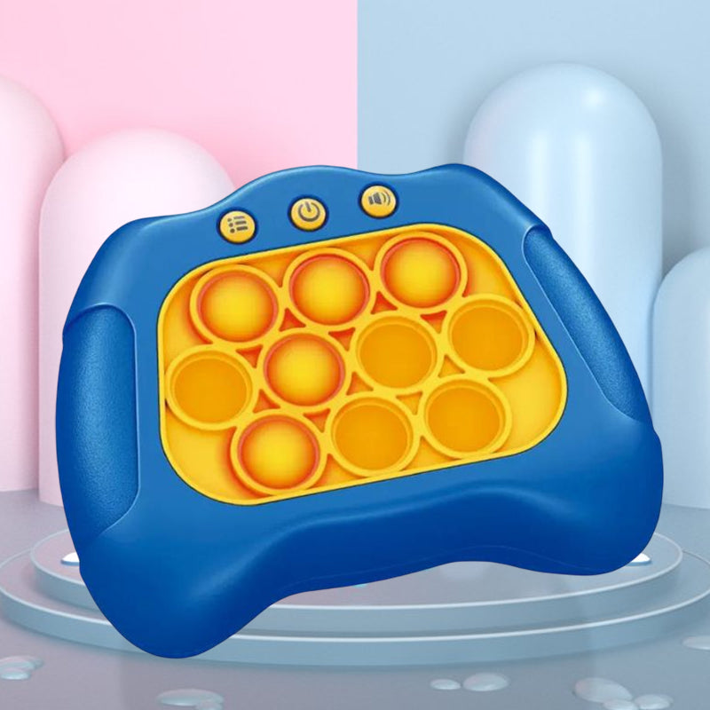 "Innovativ dekompressionsspelmaskin i blått och rosrött för barn och vuxna, bärbar och med banbrytande teknik."