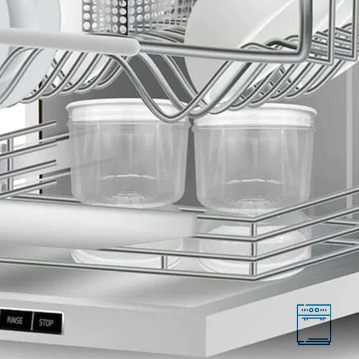 "Innovativ vit behållare med sil för saltgurka och oliver, timglasdesign, läckagesäker, av livsmedelskvalitet, 234g."