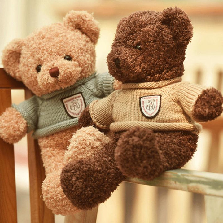 "Inspelnings nallebjörn i beige och brun plysch, mjuk leksak, personlig meddelandeförmedlare, mysig och inbjudande."