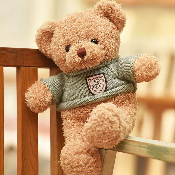 "Inspelnings nallebjörn i beige och brun plysch, mjuk leksak, personlig meddelandeförmedlare, mysig och inbjudande."