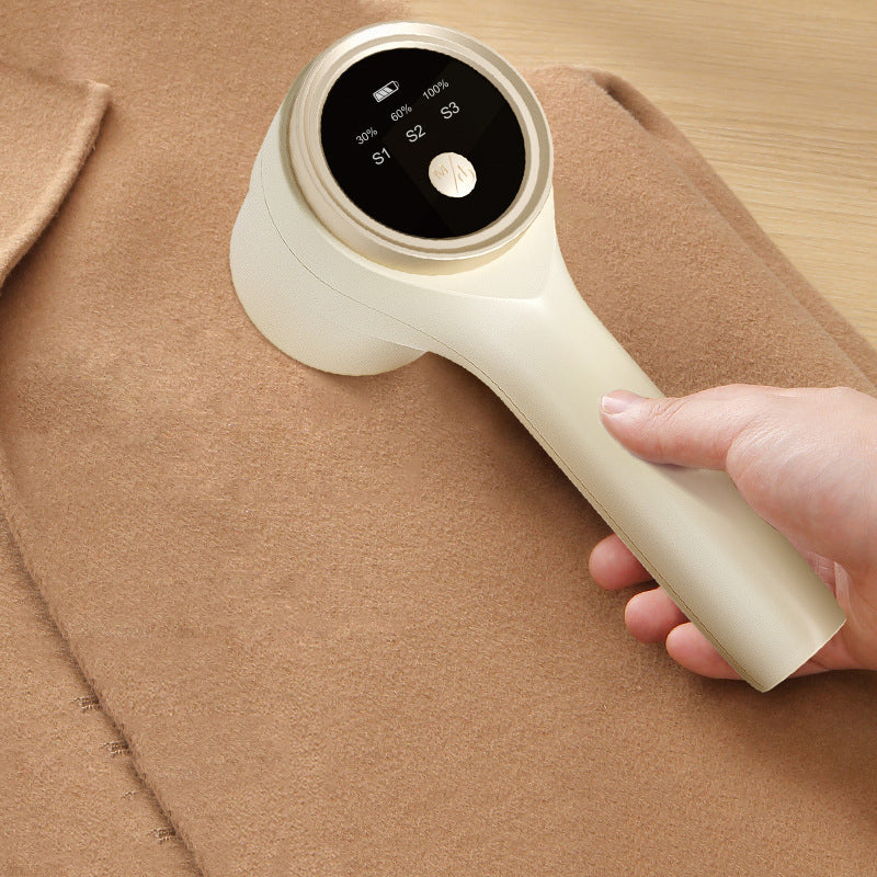 "Intelligent gröngul hårbollstrimmer med digital skärm och rostfritt stålblad för alla tyger."