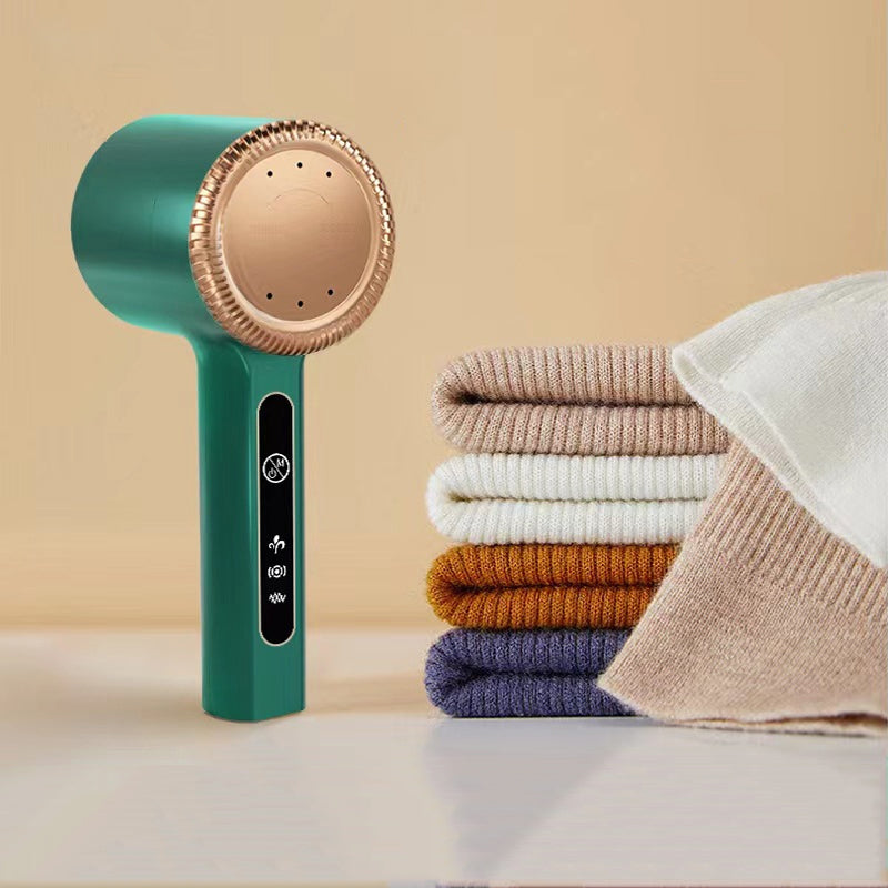 "Intelligent gröngul hårbollstrimmer med digital skärm och rostfritt stålblad för alla tyger."