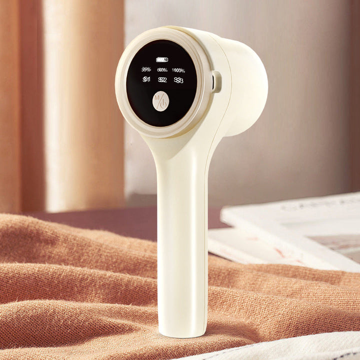 "Intelligent gröngul hårbollstrimmer med digital skärm och rostfritt stålblad för alla tyger."