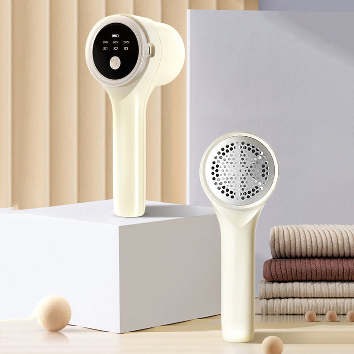 "Intelligent gröngul hårbollstrimmer med digital skärm och rostfritt stålblad för alla tyger."