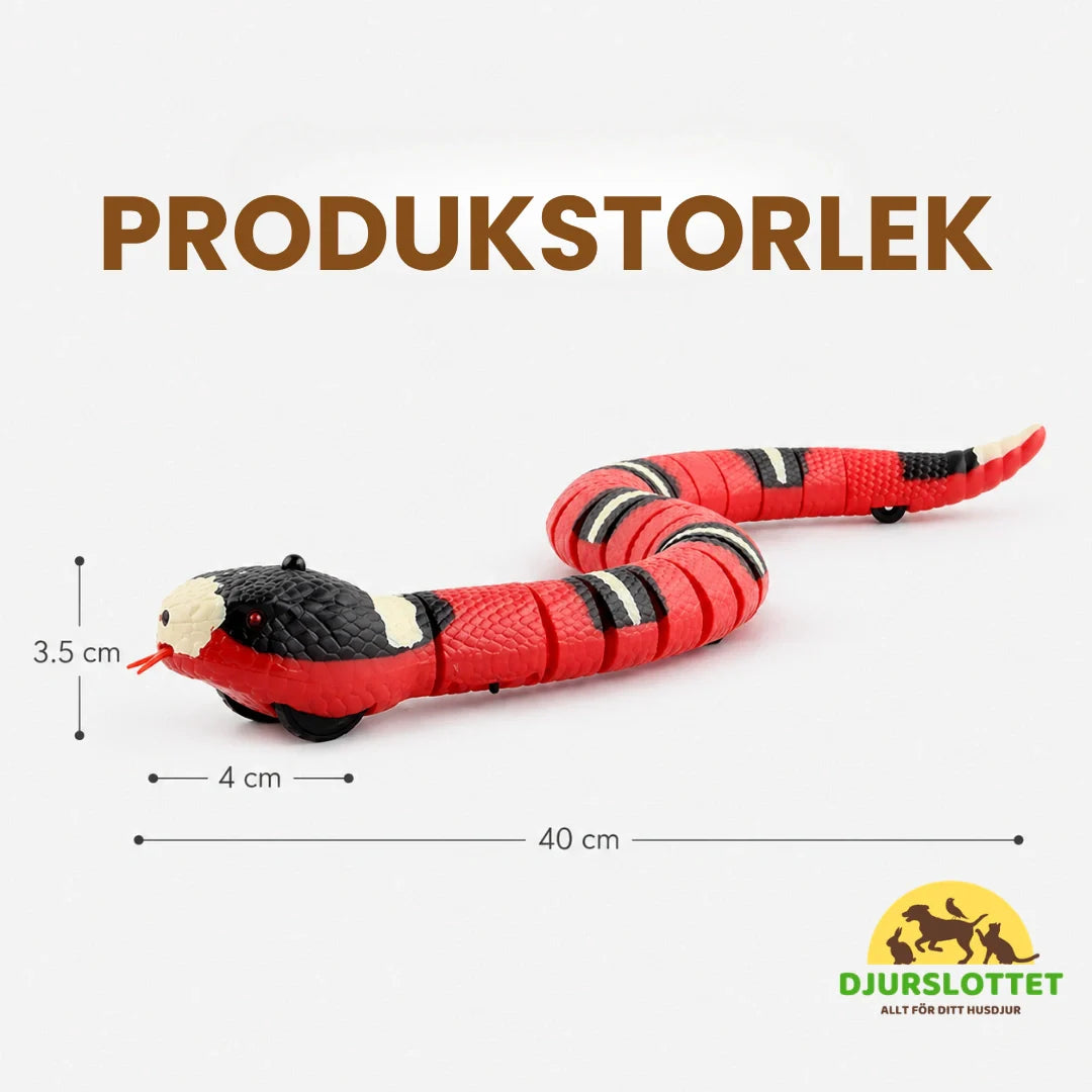 Grön interaktiv leksaksorm för kattens stimulans. Automatisk rörelse främjar lek och jakt.