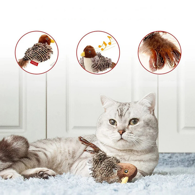 Miljövänlig interaktiv fågelleksak för katt. Uppladdningsbar husdjursleksak för jaktinstinkt & aktiv lek.
