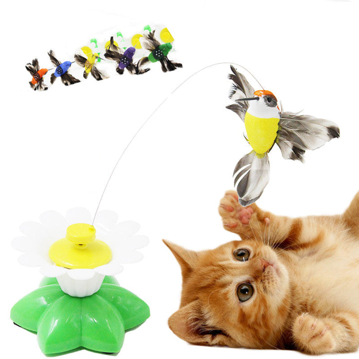 "Interaktiv fjärils- och kolibrileksak för katter med färgglada detaljer som lockar till lek och motion inomhus."