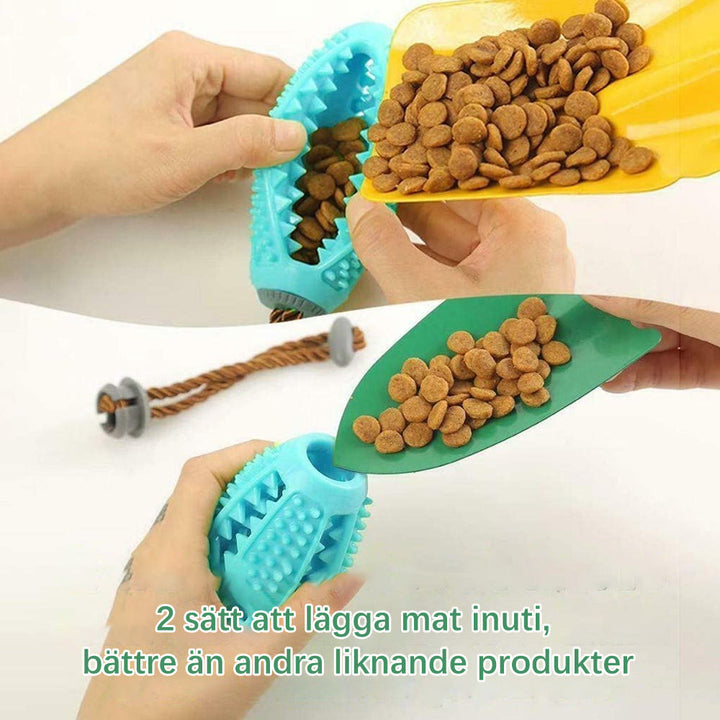 "Interaktiv hundmatleksak i silikon med sugkopp, granatform och livfulla färger, idealisk för stora hundar."