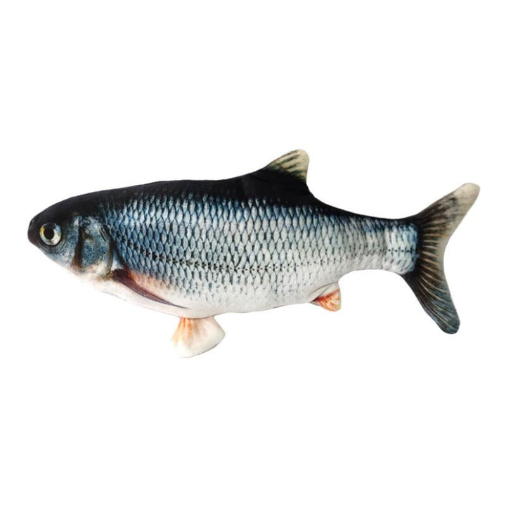 Interaktiv kattfiskleksak med USB-laddning; realistisk bomullsfisk som rör sig automatiskt, perfekt för kattens lekstunden.