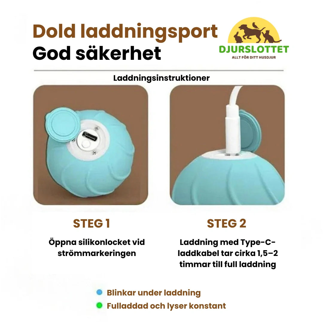 Husdjursvänlig interaktiv leksaksboll för att engagera din katt i lekfull aktivering.