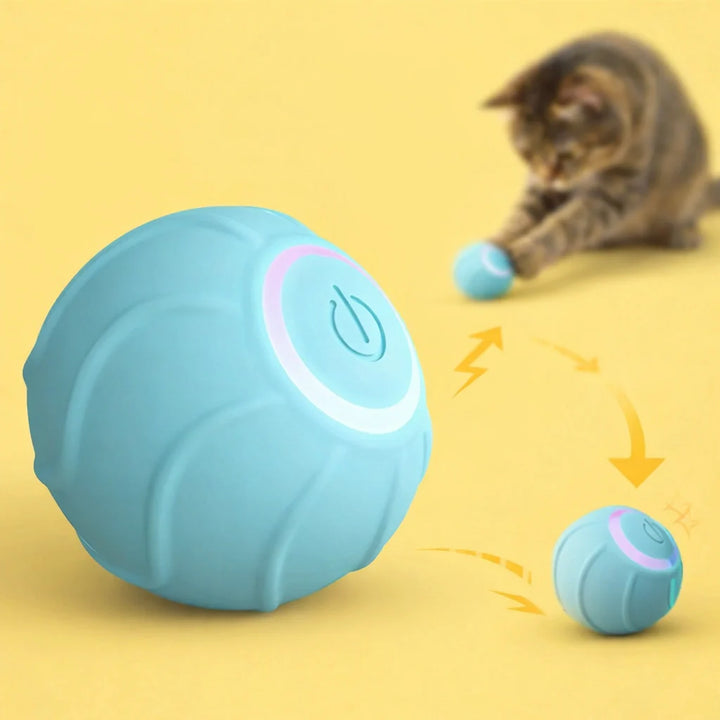 Kattleksak: interaktiv boll med rörelsesensor, håller katten stimulerad och aktiv.