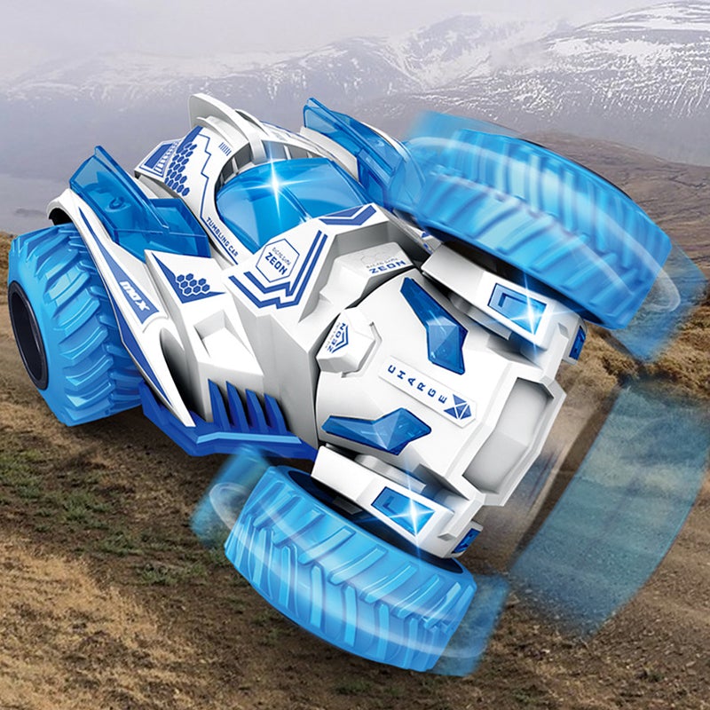 "Interaktiv offroad bil leksak med 360° rotation, robusta däck för terräng, färgglad design för barn över 3 år."