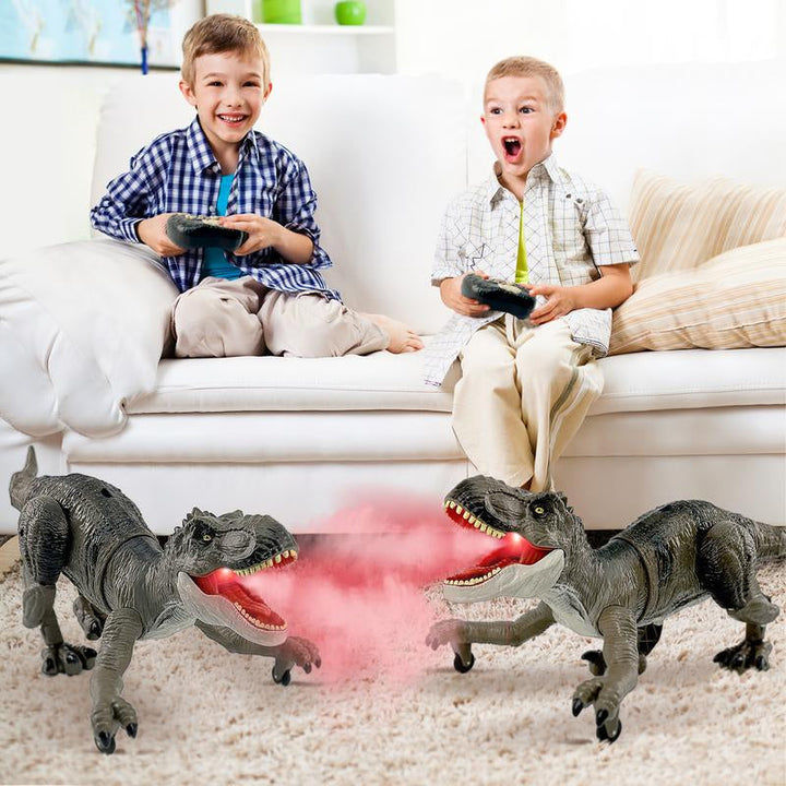 "Interaktiv RC dinosaurie med vattenspray och lysande lampor, realistisk design och fjärrkontroll för spännande lek."