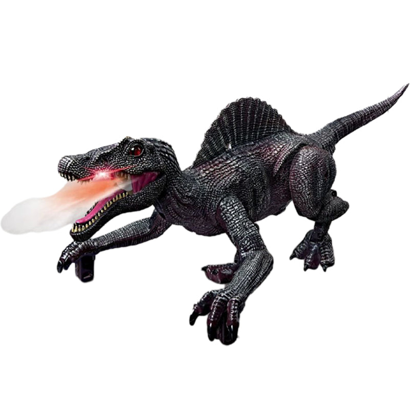 "Interaktiv RC dinosaurie med vattenspray och lysande lampor, realistisk design och fjärrkontroll för spännande lek."