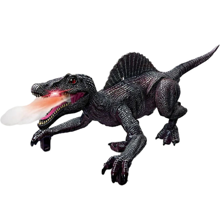 "Interaktiv RC dinosaurie med vattenspray och lysande lampor, realistisk design och fjärrkontroll för spännande lek."