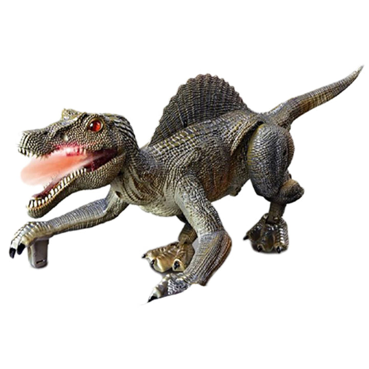 "Interaktiv RC dinosaurie med vattenspray och lysande lampor, realistisk design och fjärrkontroll för spännande lek."