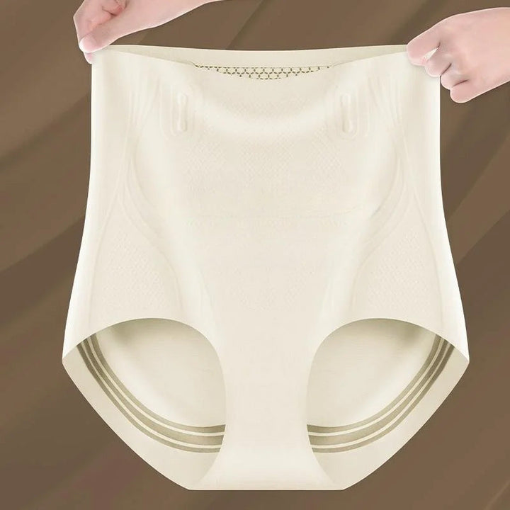 "Isilk damunderkläder med magkontroll, diskret och andningsbart i svart, beige och brunt, bekvämt stöd och form."