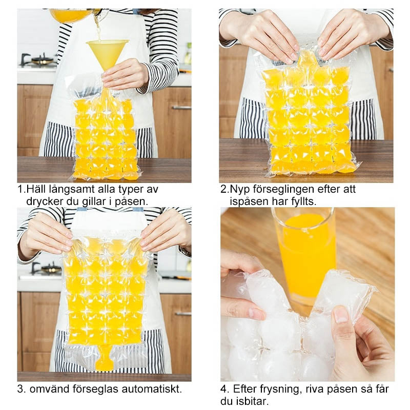 "Istärningspåsar för kök, transparent design, frys snabbt, kompakt storlek, PE-material, ingen läckage, lätt att använda"
