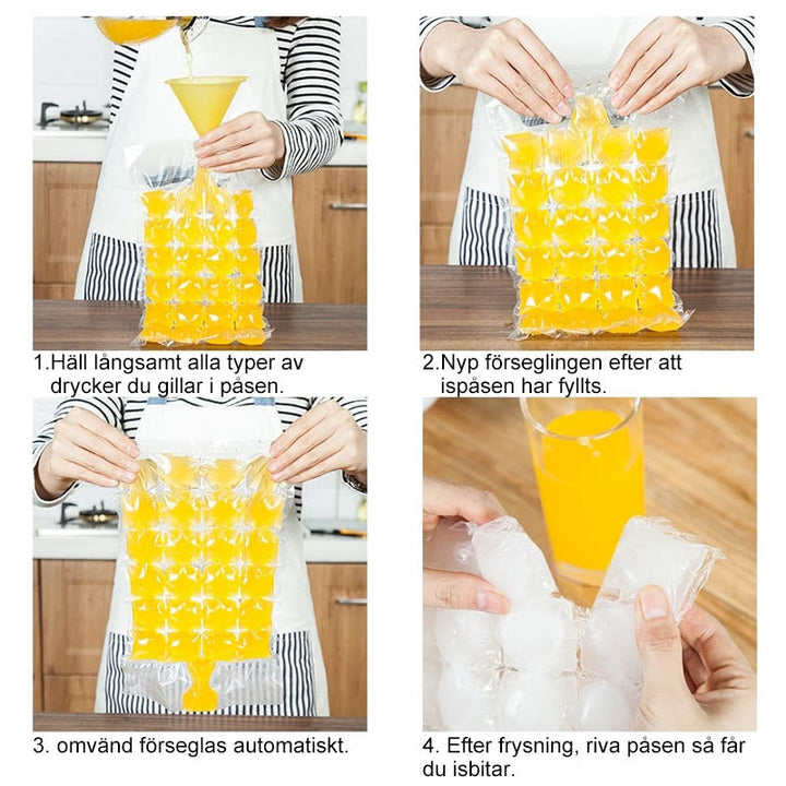 "Istärningspåsar för kök, transparent design, frys snabbt, kompakt storlek, PE-material, ingen läckage, lätt att använda"