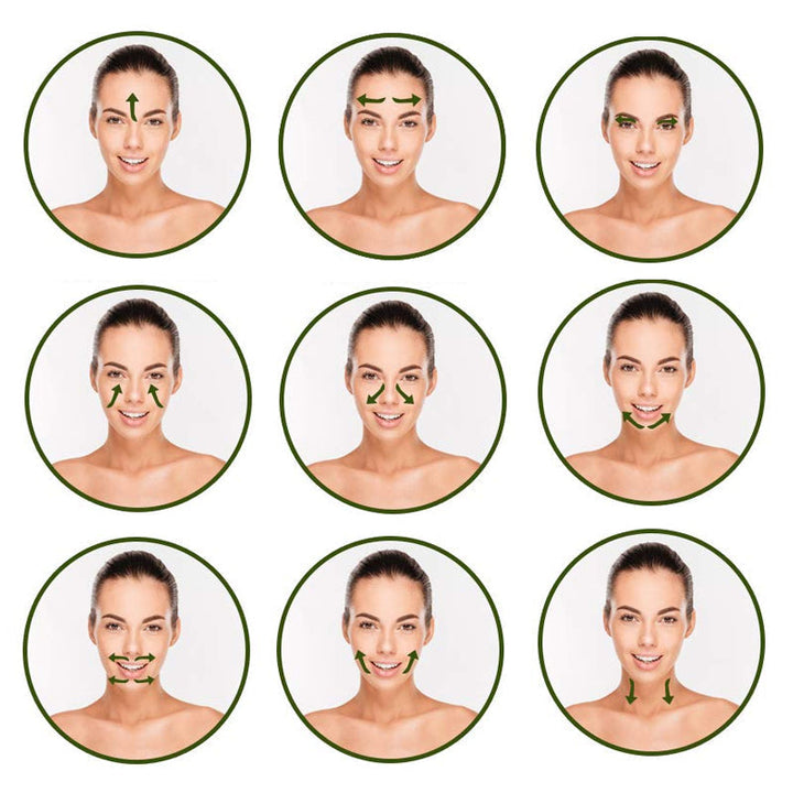 "Jade roller och gua sha av grön jade för ansiktsmassage, främjar hälsosam hud med naturlig lyster och anti-aging egenskaper.