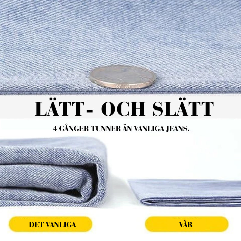 "Jeans med vida ben för kvinnor i blått lyocellmaterial med hög midja och raka ben, ger en smickrande och bekväm stil."