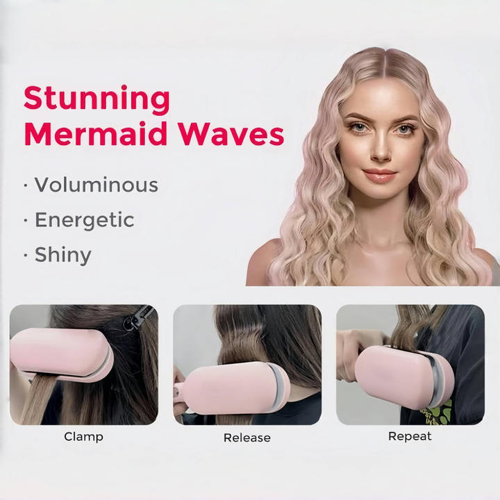 Jonisk hårvågsstyler reducerar frizz och ger glansiga strandlockar. Perfekt för snabb styling av vågigt hår.