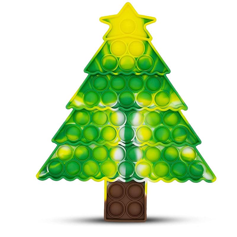 "Jul Fidget leksak med bubblor, silikonmaterial, julgran och tomte motiv, rolig sensorisk stressavlastare för barn."