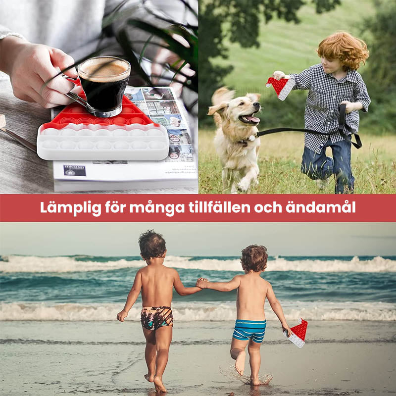 "Jul Fidget leksak med bubblor, silikonmaterial, julgran och tomte motiv, rolig sensorisk stressavlastare för barn."