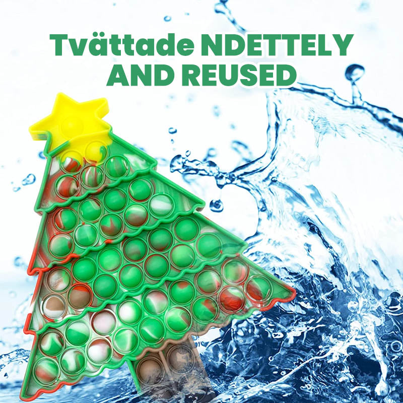 "Jul Fidget leksak med bubblor, silikonmaterial, julgran och tomte motiv, rolig sensorisk stressavlastare för barn."