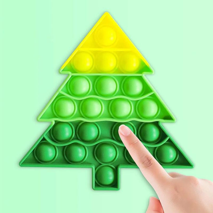 "Jul Fidget leksak med bubblor, silikonmaterial, julgran och tomte motiv, rolig sensorisk stressavlastare för barn."